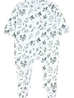 Baby Unisex Schlafstrampler mit Fuß 3er Pack in grün/weiß