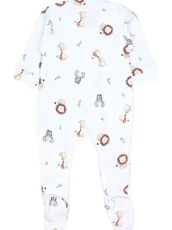 Baby Unisex Schlafstrampler mit Fuß 3er Pack in grün/weiß
