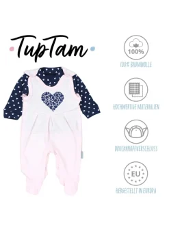 Baby Unisex Strampler-Set mit Aufdruck Spruch 2-tlg in rosa/blau