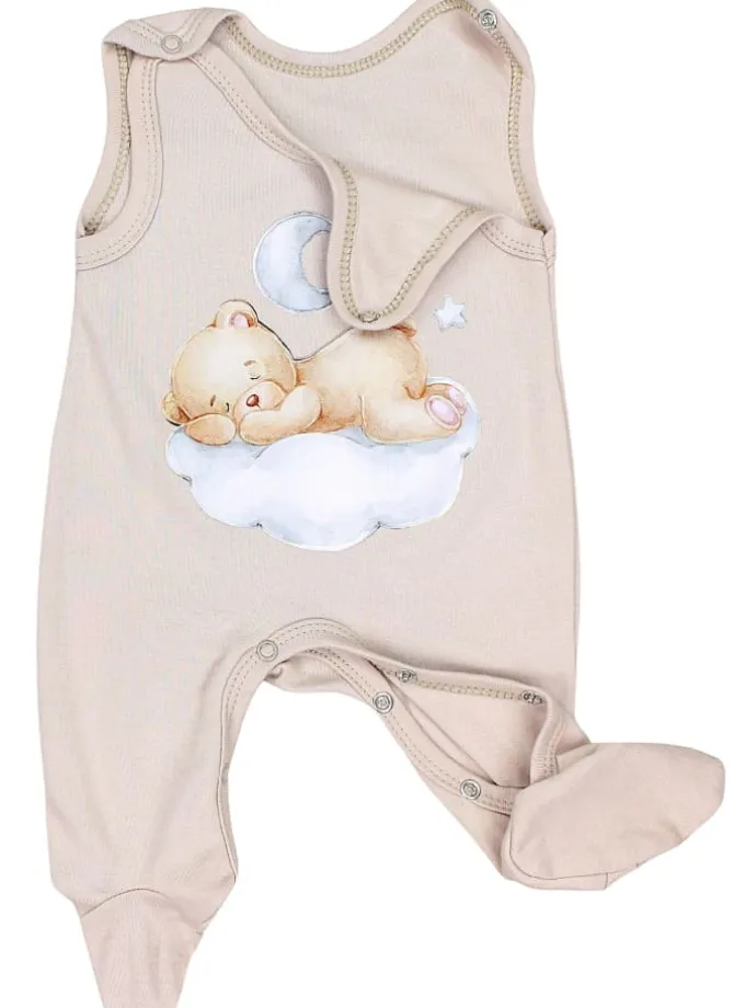 Baby Unisex Strampler-Set mit Aufdruck Spruch 2-tlg in beige/braun
