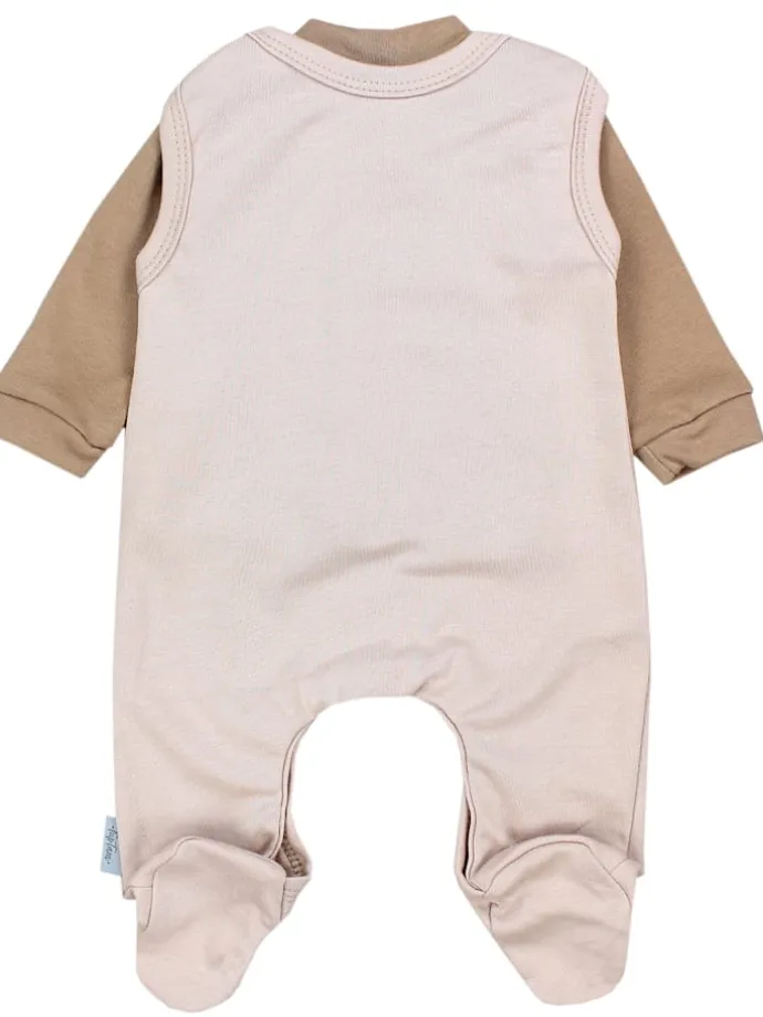Baby Unisex Strampler-Set mit Aufdruck Spruch 2-tlg in beige/braun