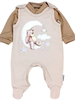 Baby Unisex Strampler-Set mit Aufdruck Spruch 2-tlg in beige Modell 2