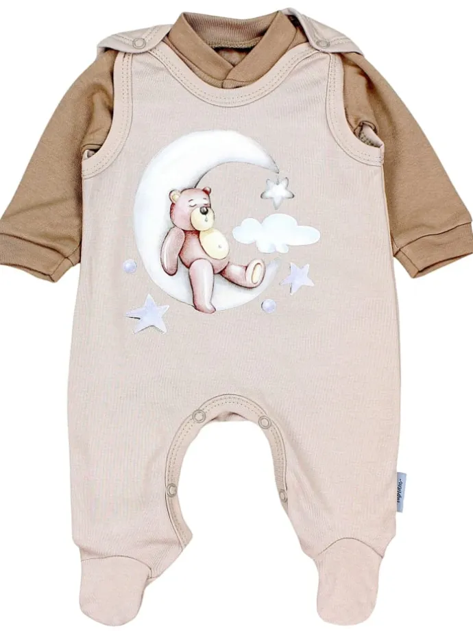 Baby Unisex Strampler-Set mit Aufdruck Spruch 2-tlg in beige Modell 2