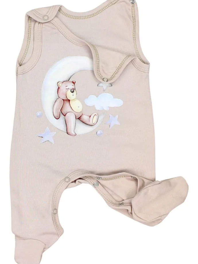 Baby Unisex Strampler-Set mit Aufdruck Spruch 2-tlg in beige Modell 2