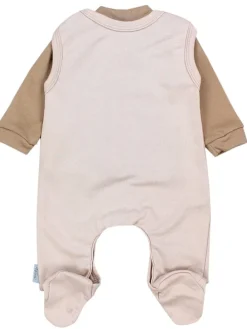 Baby Unisex Strampler-Set mit Aufdruck Spruch 2-tlg in beige Modell 2