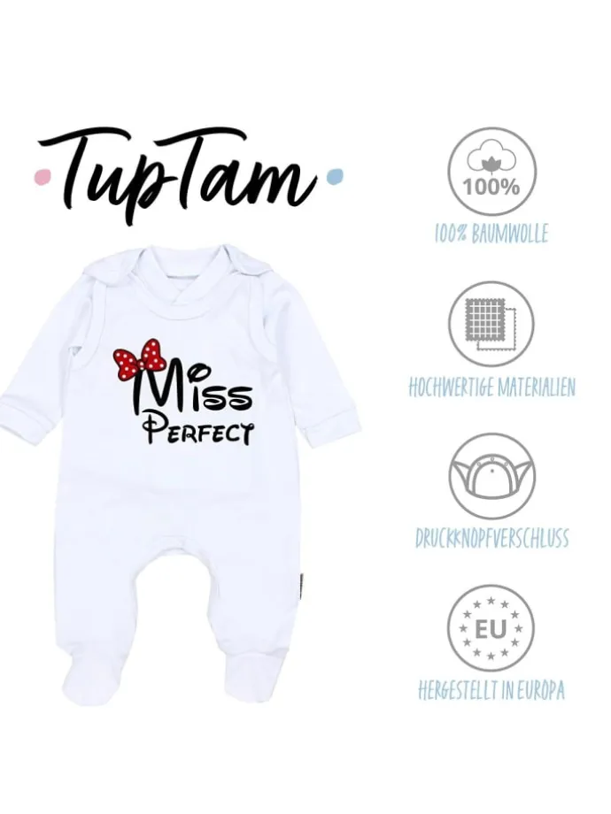 Baby Unisex Strampler-Set mit Aufdruck Spruch 2-tlg in weiß/bordeaux