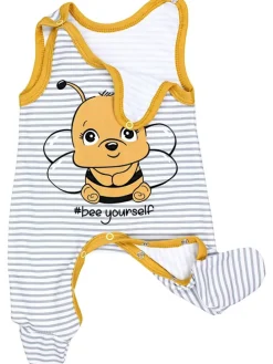 Baby Unisex Strampler-Set mit Aufdruck Spruch 2-tlg in gelb/weiß