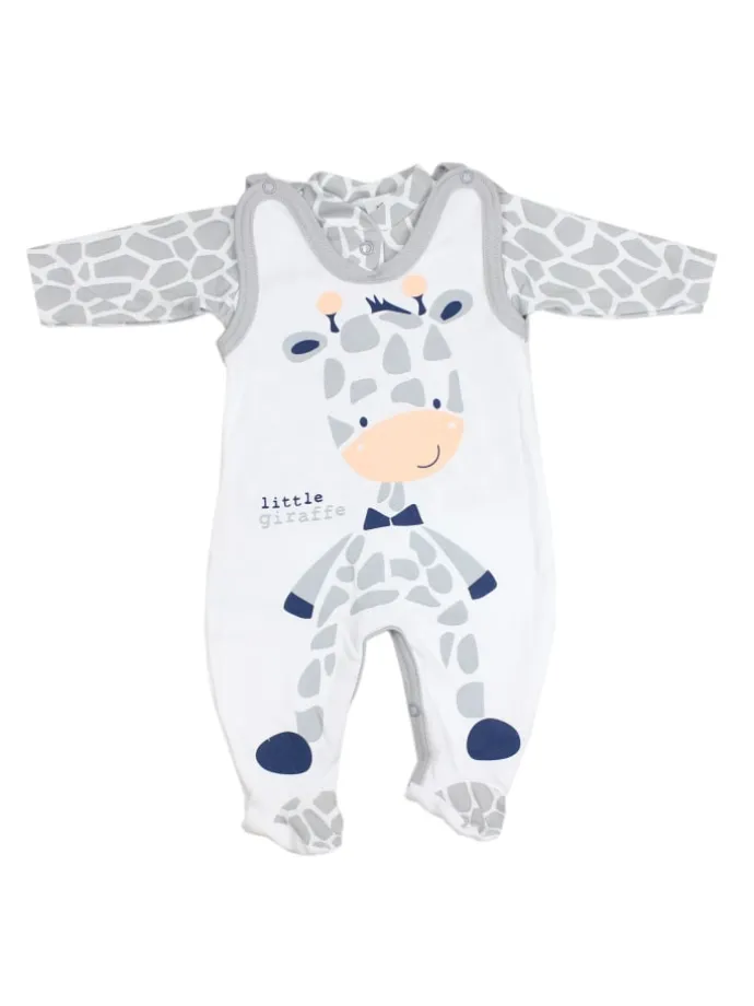 Baby Unisex Strampler-Set mit Aufdruck Spruch 2-tlg in weiß-kombi