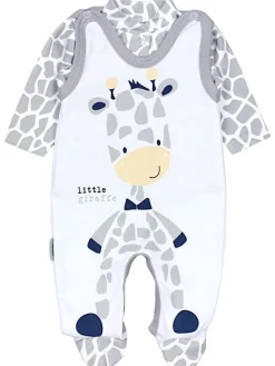Baby Unisex Strampler-Set mit Aufdruck Spruch 2-tlg in weiß-kombi