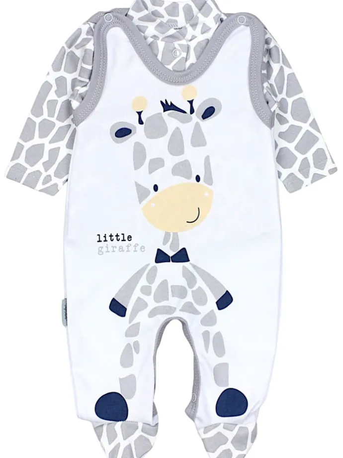 Baby Unisex Strampler-Set mit Aufdruck Spruch 2-tlg in weiß-kombi
