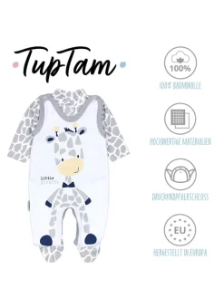 Baby Unisex Strampler-Set mit Aufdruck Spruch 2-tlg in weiß-kombi