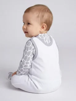 Baby Unisex Strampler-Set mit Aufdruck Spruch 2-tlg in weiß-kombi