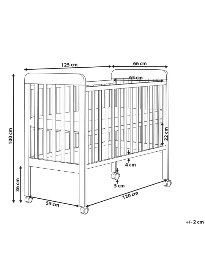 Babybett BODMIN in Braun - (W) 66 x (H) 100 x (L) 125 cm