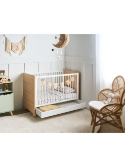 Babybett GUNNAR in Weiß/Braun - (W) 65 x (H) 81 x (L) 124 cm