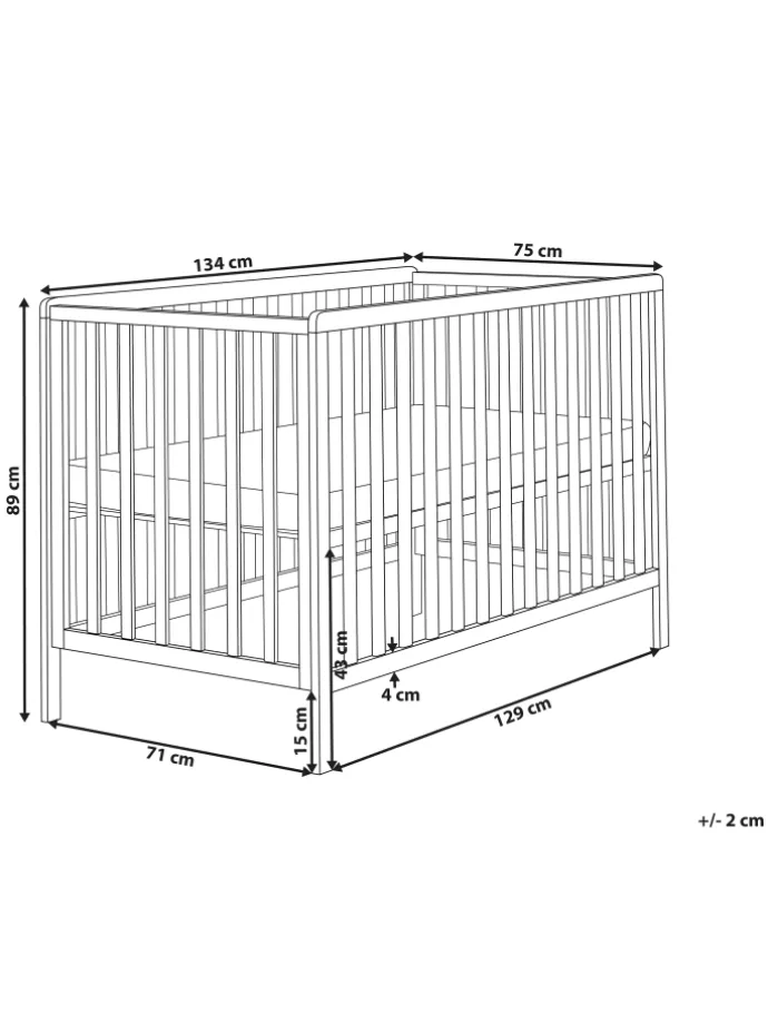 Babybett KIAMA in Weiß - (W) 75 x (H) 89 x (L) 134 cm