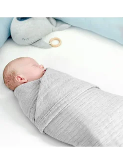Babydecke 4 in 1 groß in Grau - 90 x 120 cm