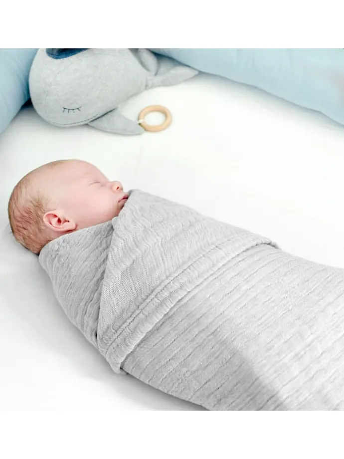 Babydecke 4 in 1 groß in Grau - 90 x 120 cm