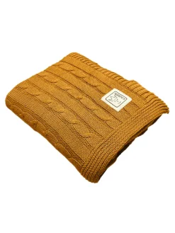 Babydecke "Cable Knitt" in Gelb - (L)100 x (B)80 cm