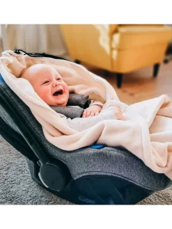 Babydecke Fleece Einschlagdecke für Autositz und Kinderwagen in anthrazit