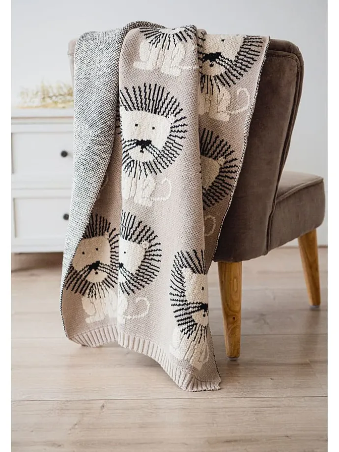 Babydecke "Lion" in Grau - (L)100 x (B)80 cm