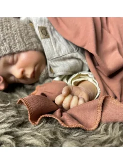 Babydecke Pucktuch in grau-weiß