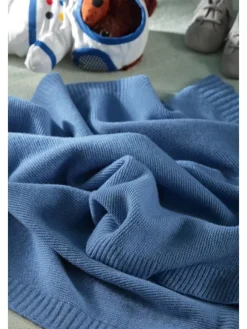 Babydecke Wool Knit in blau