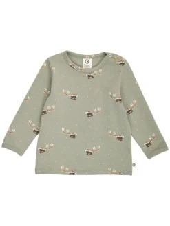 Babylangarmshirt in Shadow/ Deep green/ Balsam cream