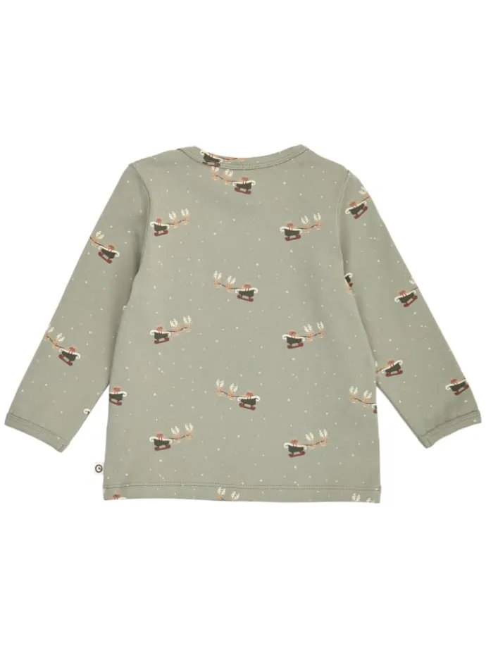 Babylangarmshirt in Shadow/ Deep green/ Balsam cream