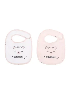Babylätzchen 2er Set Bär 23x31 in rosa