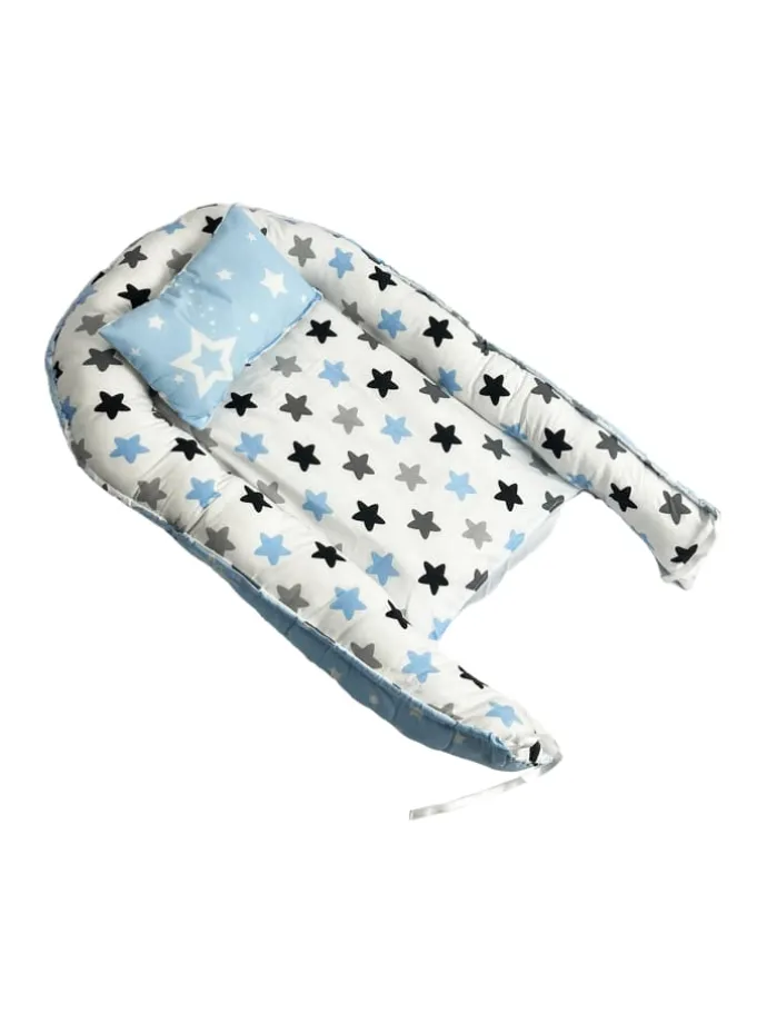 Babynest mit Kissen in Blau