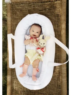 Babynestchen tragbar - Embroidery Anglaise, 78x45x16cm, in Weiß