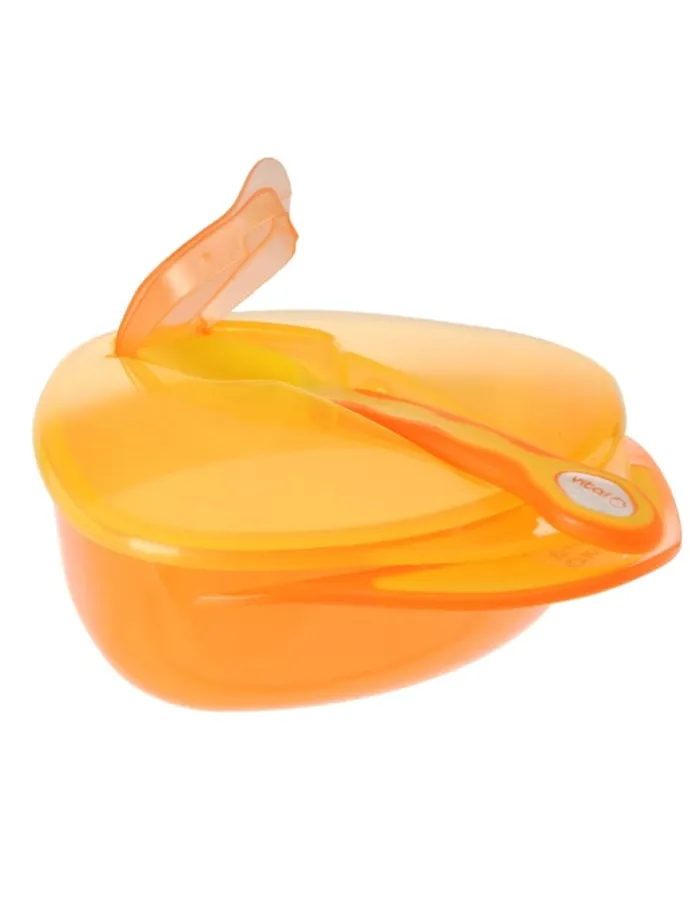 Baby´s erstes Tellerset mit Deckel + Löffel orange