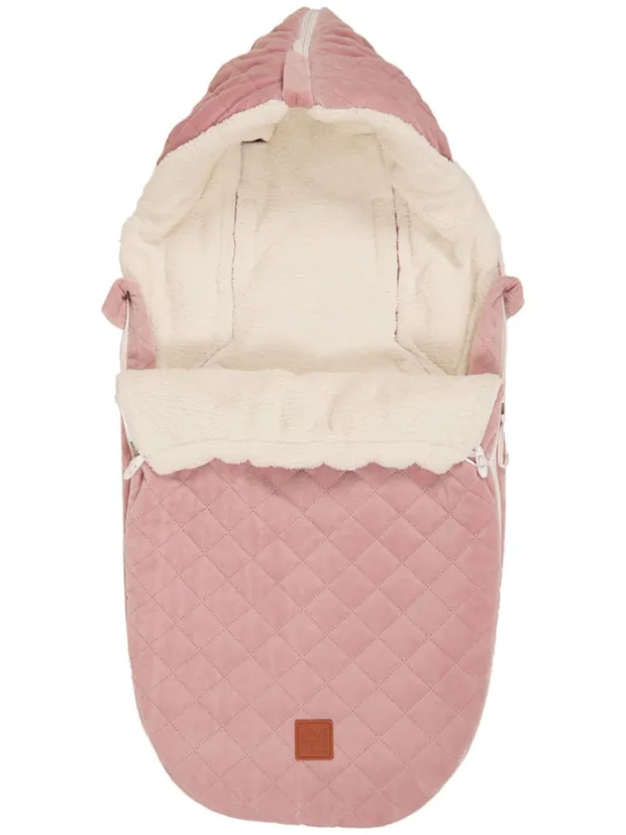 Babyschalen-Fußsack "Velvet Hoody" in Rosa - (L)80 x (B)39 cm