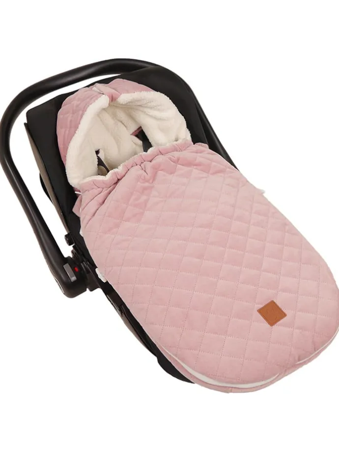 Babyschalen-Fußsack "Velvet Hoody" in Rosa - (L)80 x (B)39 cm