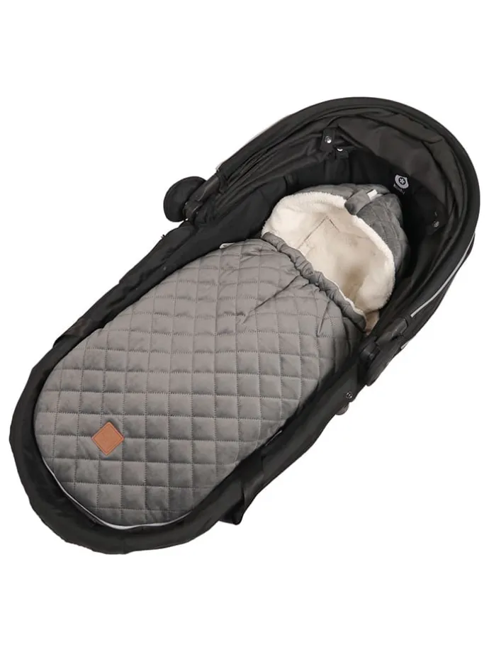Babyschalen-Fußsack "Velvet Hoody" in Grau - (L)80 x (B)39 cm
