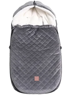Babyschalen-Fußsack "X-Large Velvet Hoody" in Grau - (L)92 x (B)45 cm