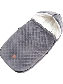 Babyschalen-Fußsack "X-Large Velvet Hoody" in Grau - (L)92 x (B)45 cm