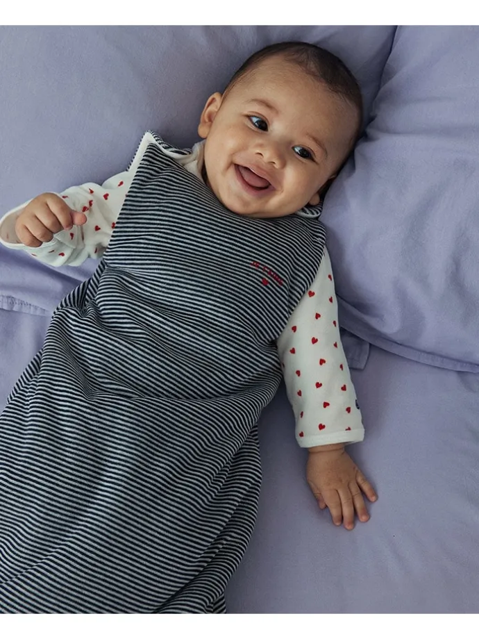 Babyschlafsack in Dunkelblau/ Weiß