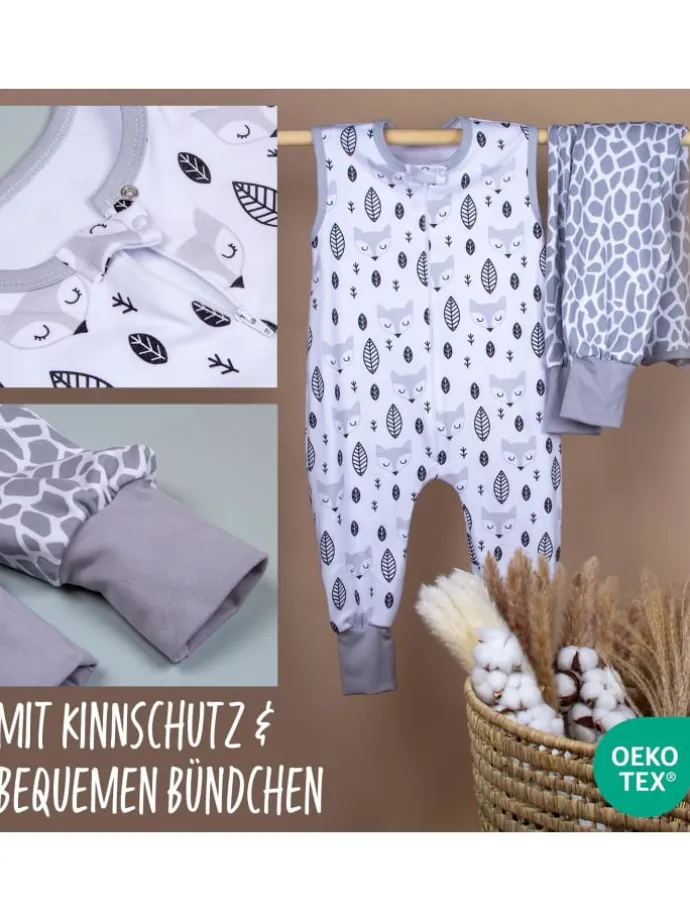 Babyschlafsack mit Beinen Unwattiert in hellgrau