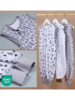 Babyschlafsack mit Beinen Unwattiert in hellgrau