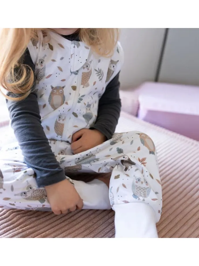 Babyschlafsack mit Beinen Unwattiert in weiß/beige
