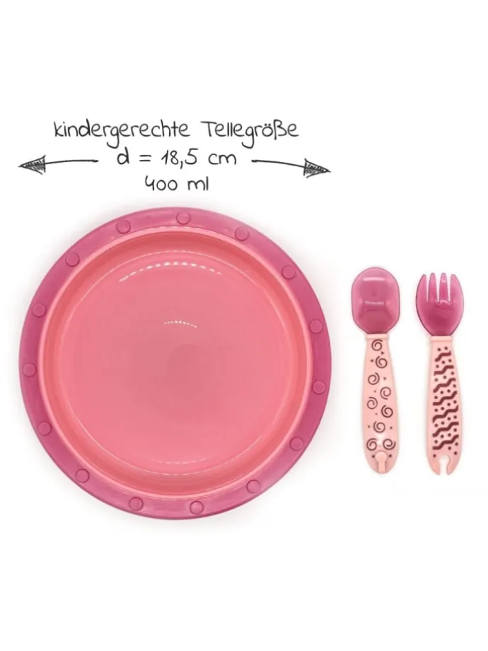 Babyteller zum Mitnehmen inkl. Besteck - in rosa