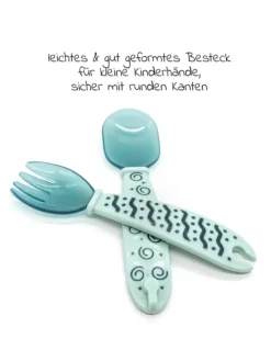 Babyteller zum Mitnehmen inkl. Besteck 2er in gruen,rosa