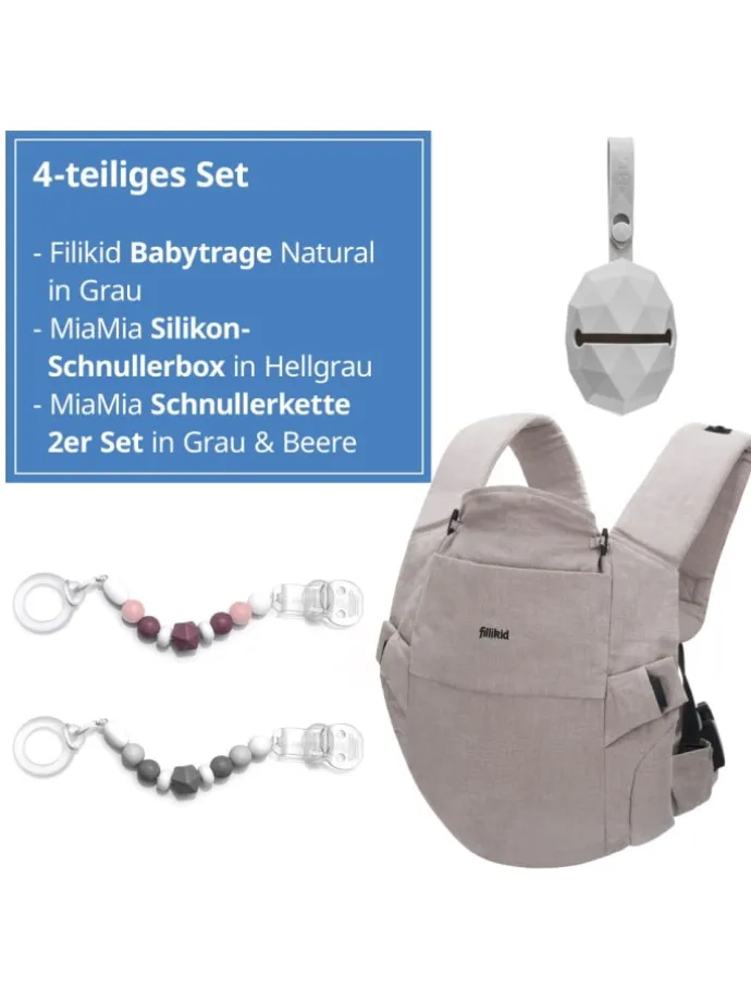 Babytrage Natural ab 3,5 -20 kg für Bauch-, in grau