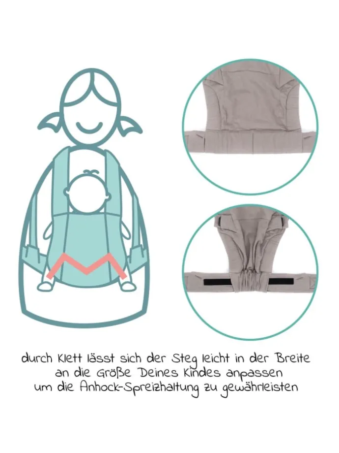 Babytrage Natural ab 3,5 -20 kg für Bauch-, in grau