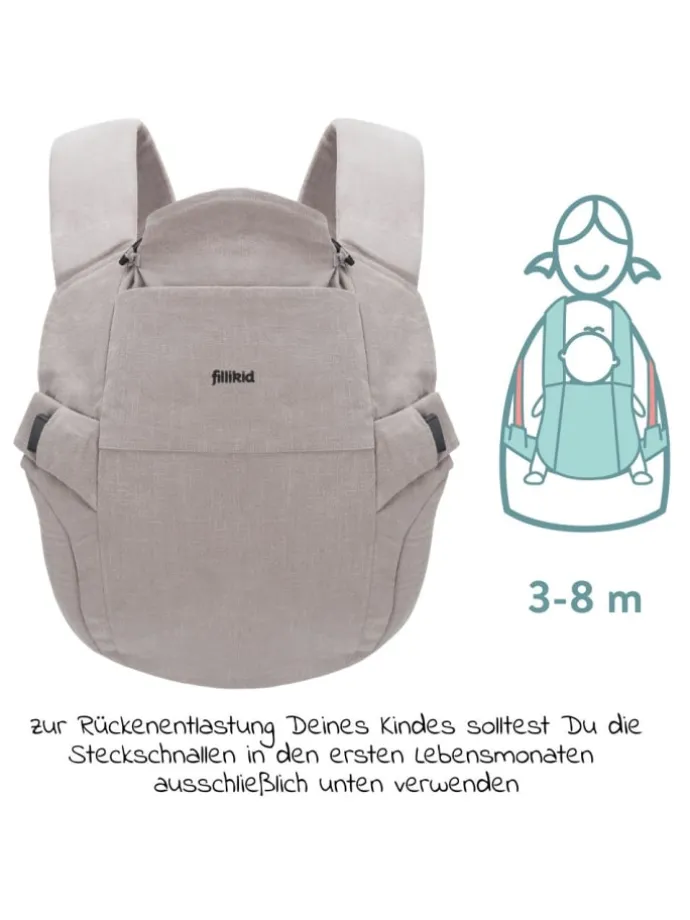 Babytrage Natural ab 3,5 -20 kg für Bauch-, in grau