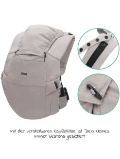 Babytrage Natural ab 3,5 -20 kg für Bauch-, in grau