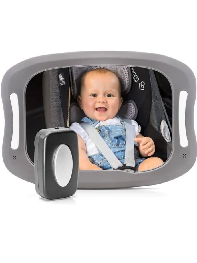 BabyView LED Auto-Sicherheitsspiegel mit Licht in Grau ab 0 Monate