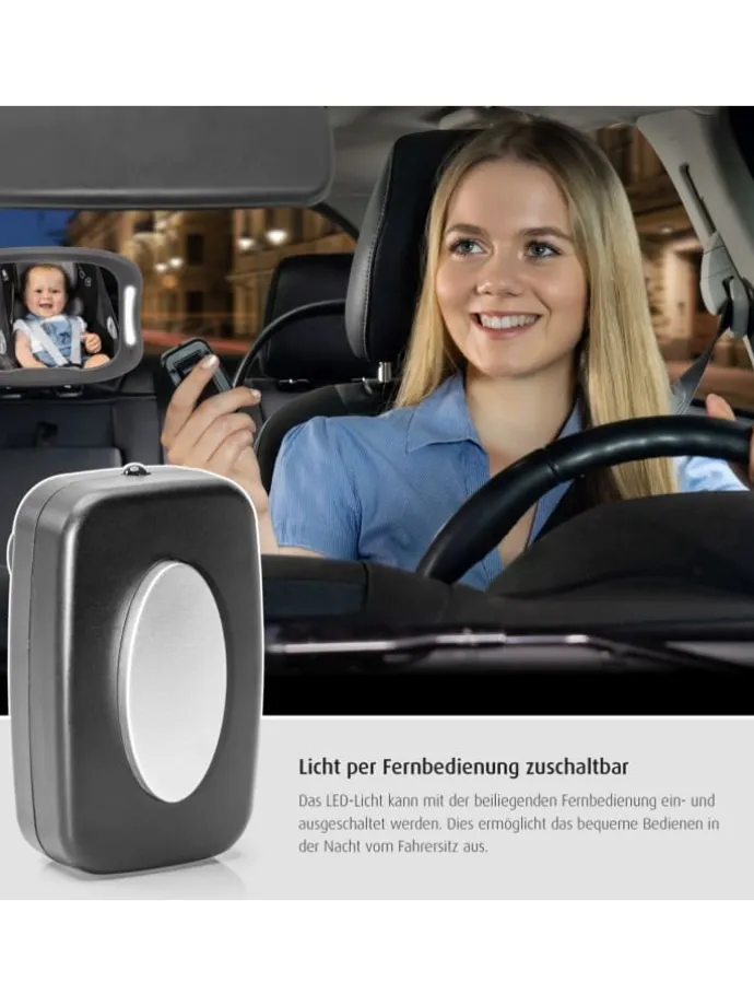 BabyView LED Auto-Sicherheitsspiegel mit Licht in Grau ab 0 Monate