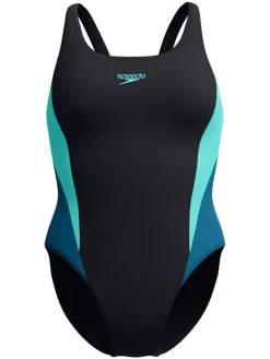 Badeanzug "Eco Colourblock" in Schwarz/ Türkis